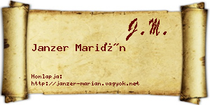 Janzer Marián névjegykártya